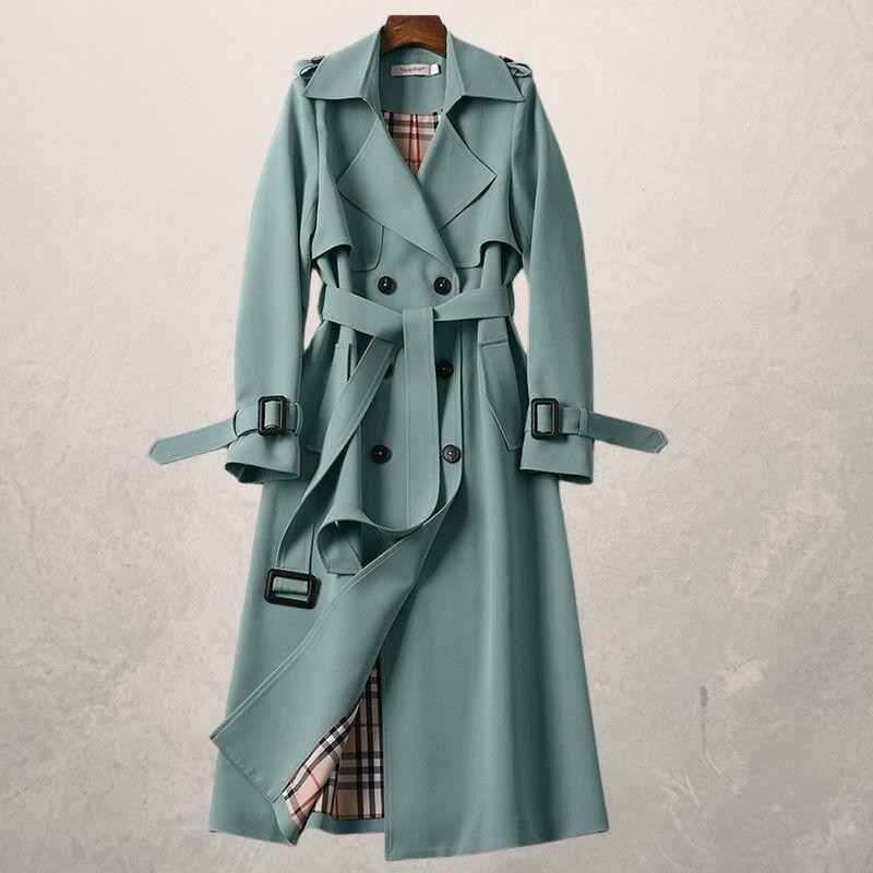 Women's Mid-Length Trench Coat with Belted Waist | Ideal for Autumn