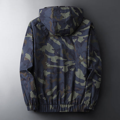 Men's Hooded Camouflage Print Jacket with Side Pockets | Ideal for Autumn