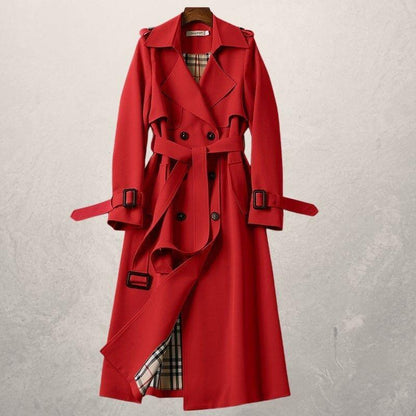 Women's Mid-Length Trench Coat with Belted Waist | Ideal for Autumn