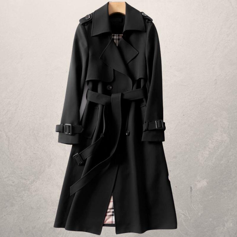 Women's Mid-Length Trench Coat with Belted Waist | Ideal for Autumn