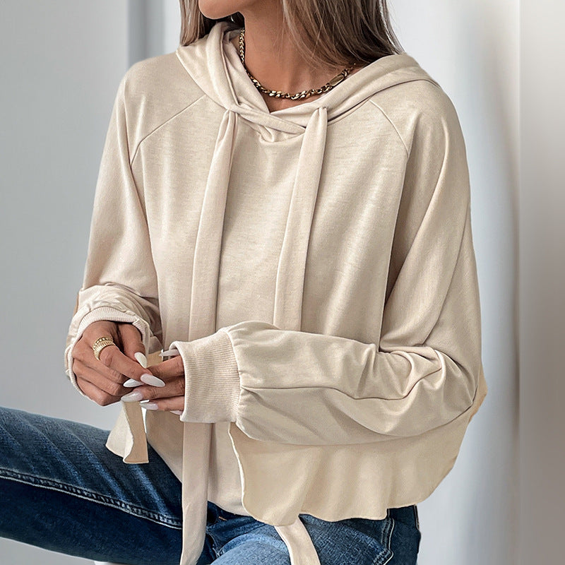 Ruffled Hoodie with Drawstrings Thin Sweater | Ideal for Spring and Autumn