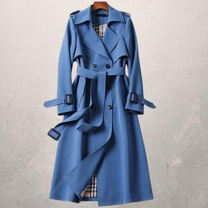 Women's Mid-Length Trench Coat with Belted Waist | Ideal for Autumn