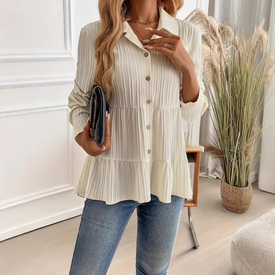 Long Sleeve Cotton Polyester Pullover Shirt | Ideal for Spring and Fall