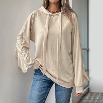 Ruffled Hoodie with Drawstrings Thin Sweater | Ideal for Spring and Autumn