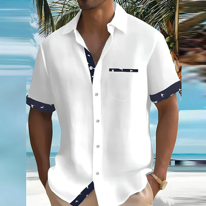 Men's Short-Sleeve Button-Up Shirt with Breathable Fabric | Ideal for Summer