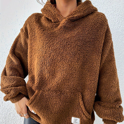 Loose Hooded Thick Plush Coat | Ideal for Autumn and Winter