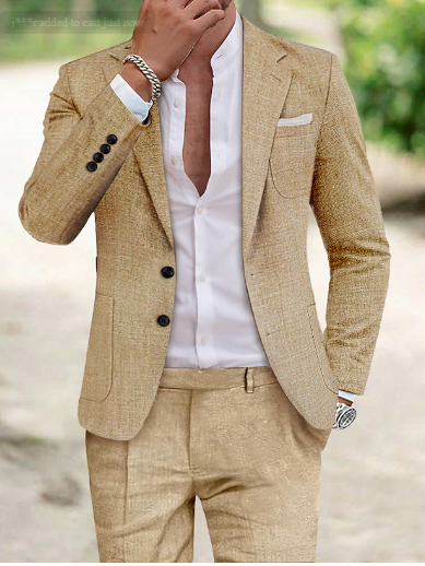 Men's Linen Blend Suit with Single-Breasted Jacket | Ideal for Spring and Summer