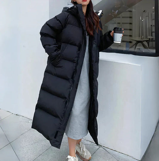 Women's Long Puffer Coat with Insulated Filling | Ideal for Winter