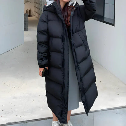 Women's Long Puffer Coat with Insulated Filling | Ideal for Winter