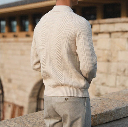 Knitted Sweater with Button-Down Collar for Men | Ideal for Winter